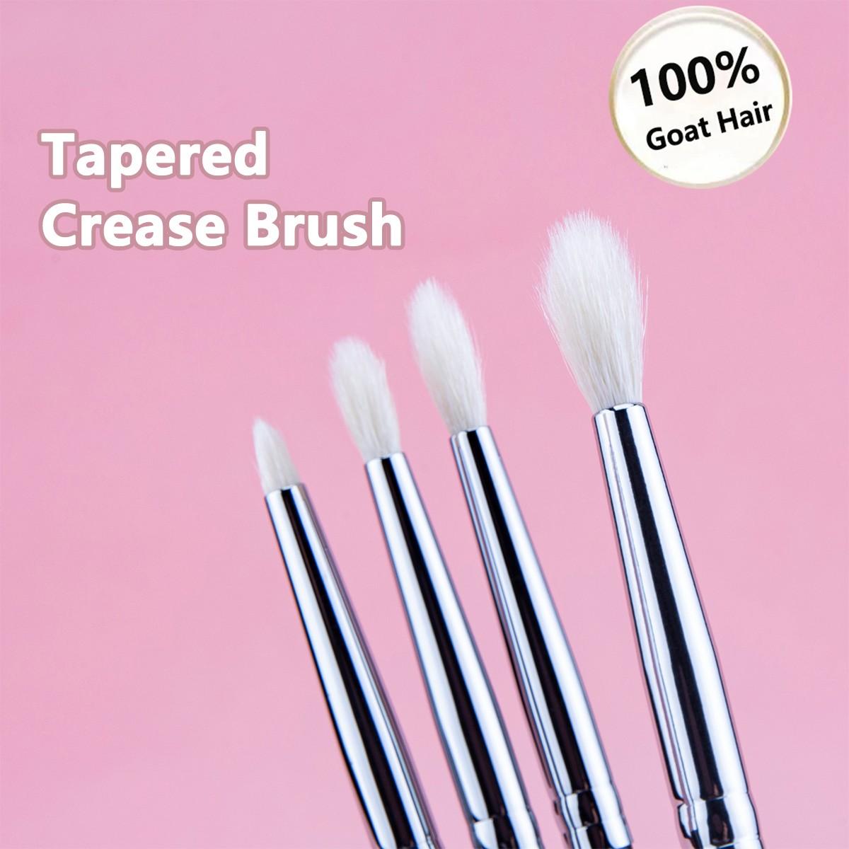 4pcs Tapered Crease Brush Set, Large Small Medium Eye Shadow Brushes, 100% Goat Hair & Copper Tube, Professional Makeup Tools