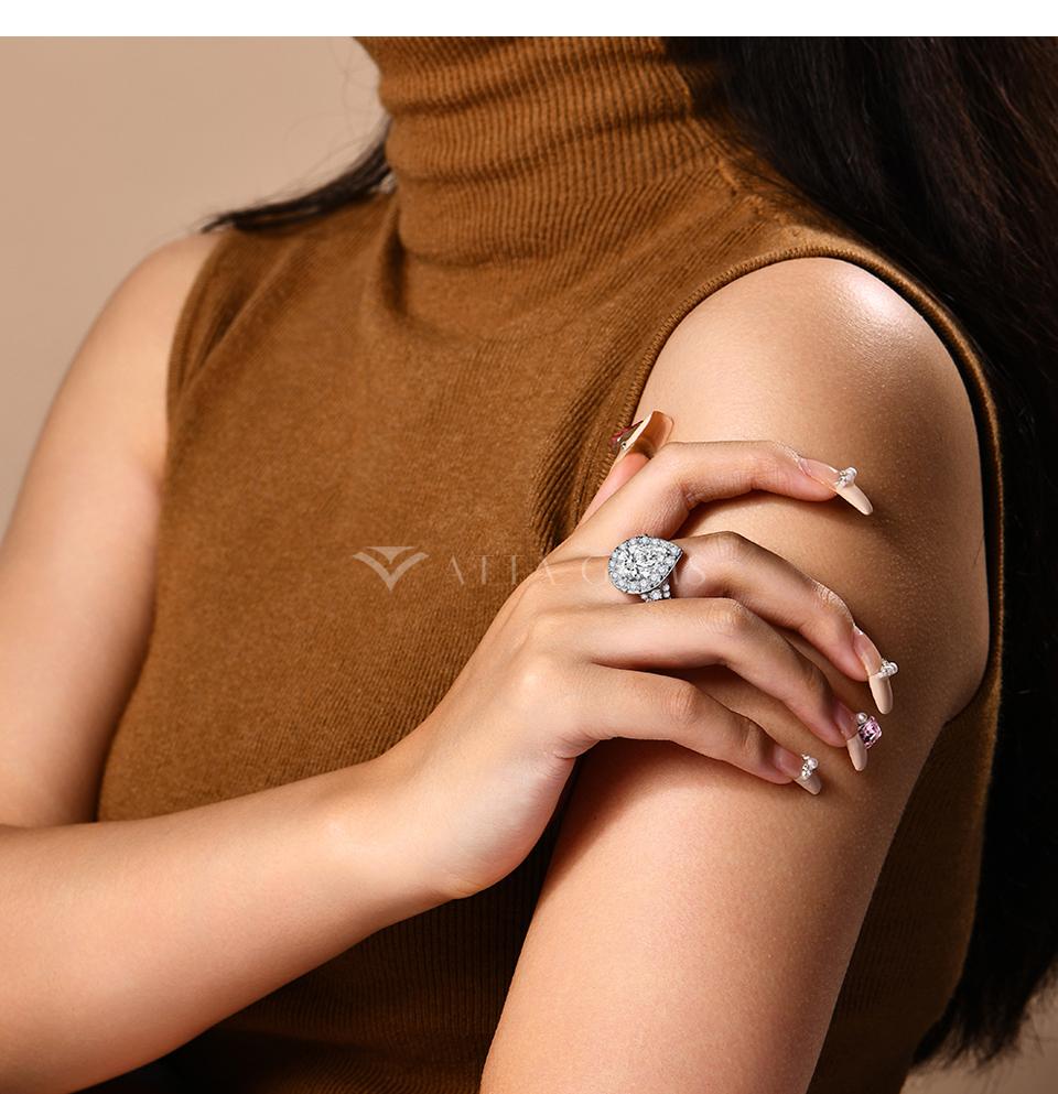 14*10mm Gorgeous Pear Cut D Color VVS1 Synthetic Moissanite Ring for Women Wedding Band Anniversary Gift R186