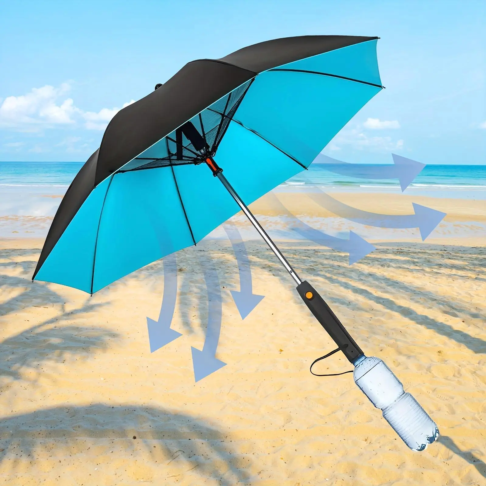 1pc Of Umbrella With Fan, Spray And UV Protection, Multifunctional Cooling Umbrella With Fan And Spray (with A Free Water Bottle)