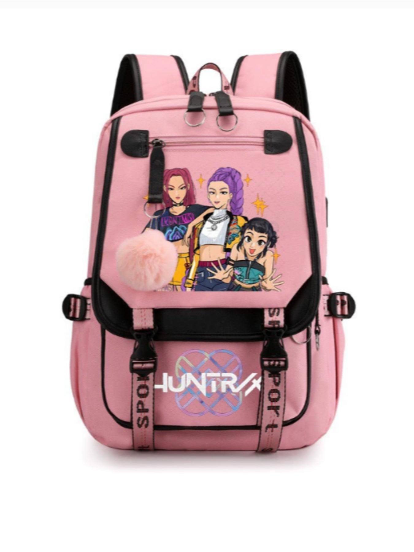 Korean Kpop Monster Hunter Movie Cartoon Print Backpack, School Bag for Students, Dual-Shoulder Design, All Seasons Use