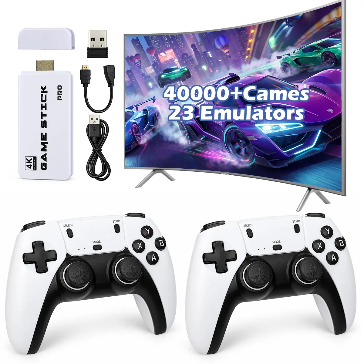 2026 Retro Plug Play Wireless Video Gamepad Console - 23 Emulators, 40000+ Games 2 Wireless Controllers, No PS2/N64/Gamecube, HD Output, Built-in Games, Portable Gaming System, Cool Gadgets - Unique Gifts for Men, Thanksgiving