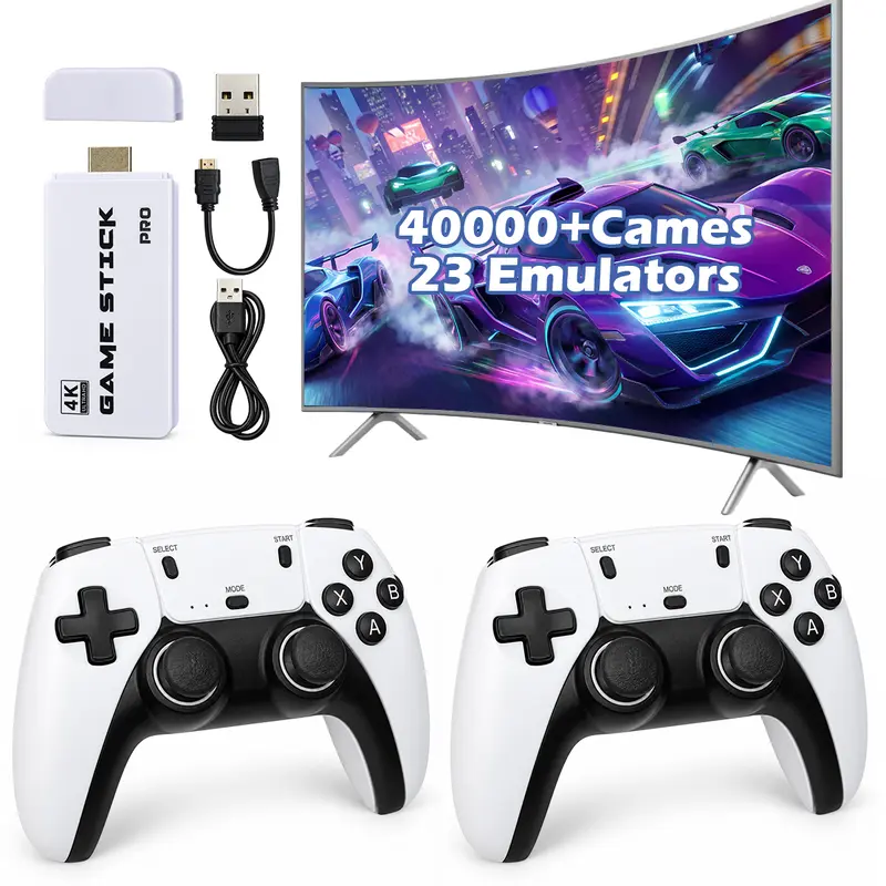 2026 Retro Plug Play Wireless Video Gamepad Console - 23 Emulators, 40000+ Games 2 Wireless Controllers, No PS2/N64/Gamecube, HD Output, Built-in Games, Portable Gaming System, Cool Gadgets - Unique Gifts for Men, Thanksgiving