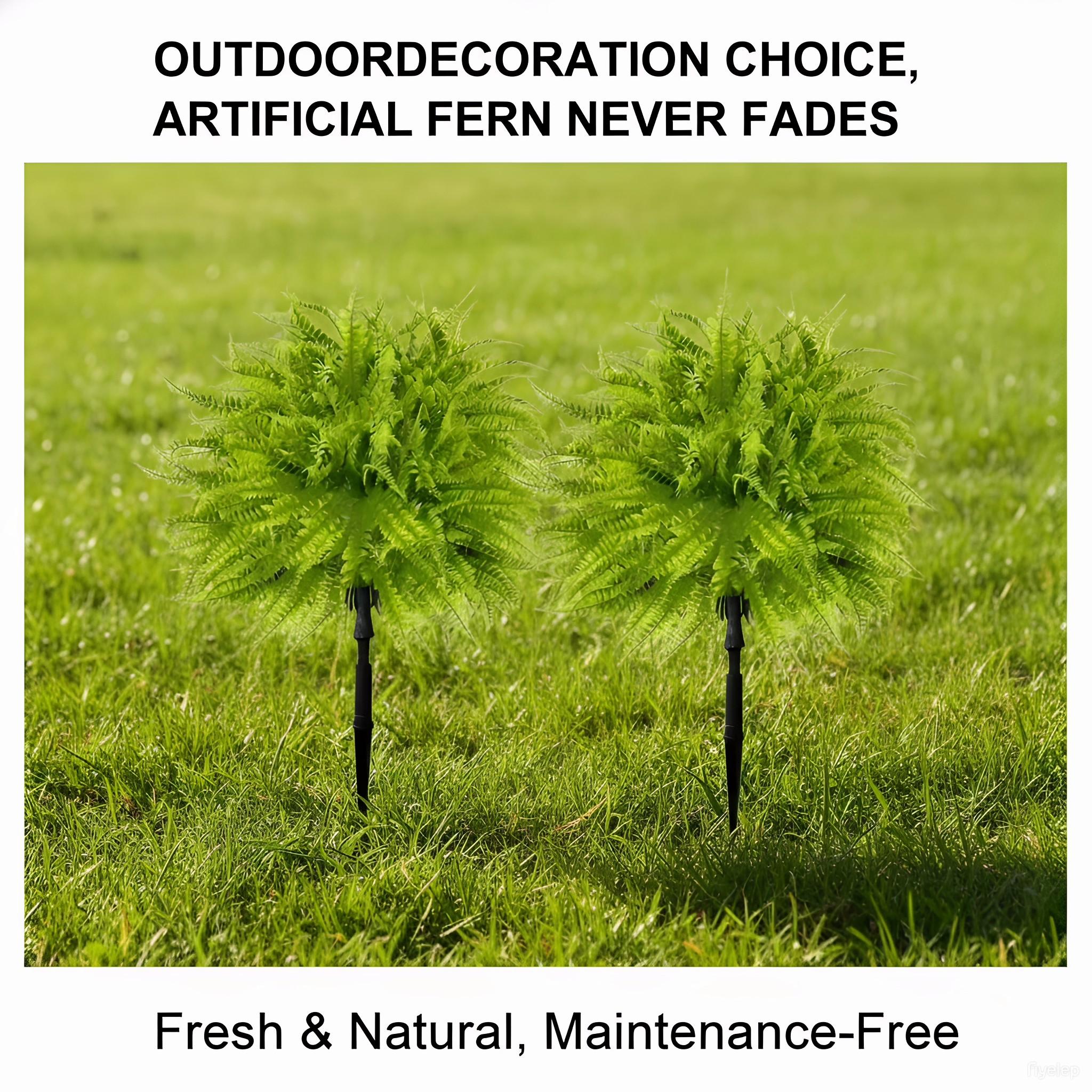 Artificial Boston Fern Planters, UV Resistant Evergreen Shrubs, 2-Pack Indoor Outdoor Decor, Porch Garden Decoration