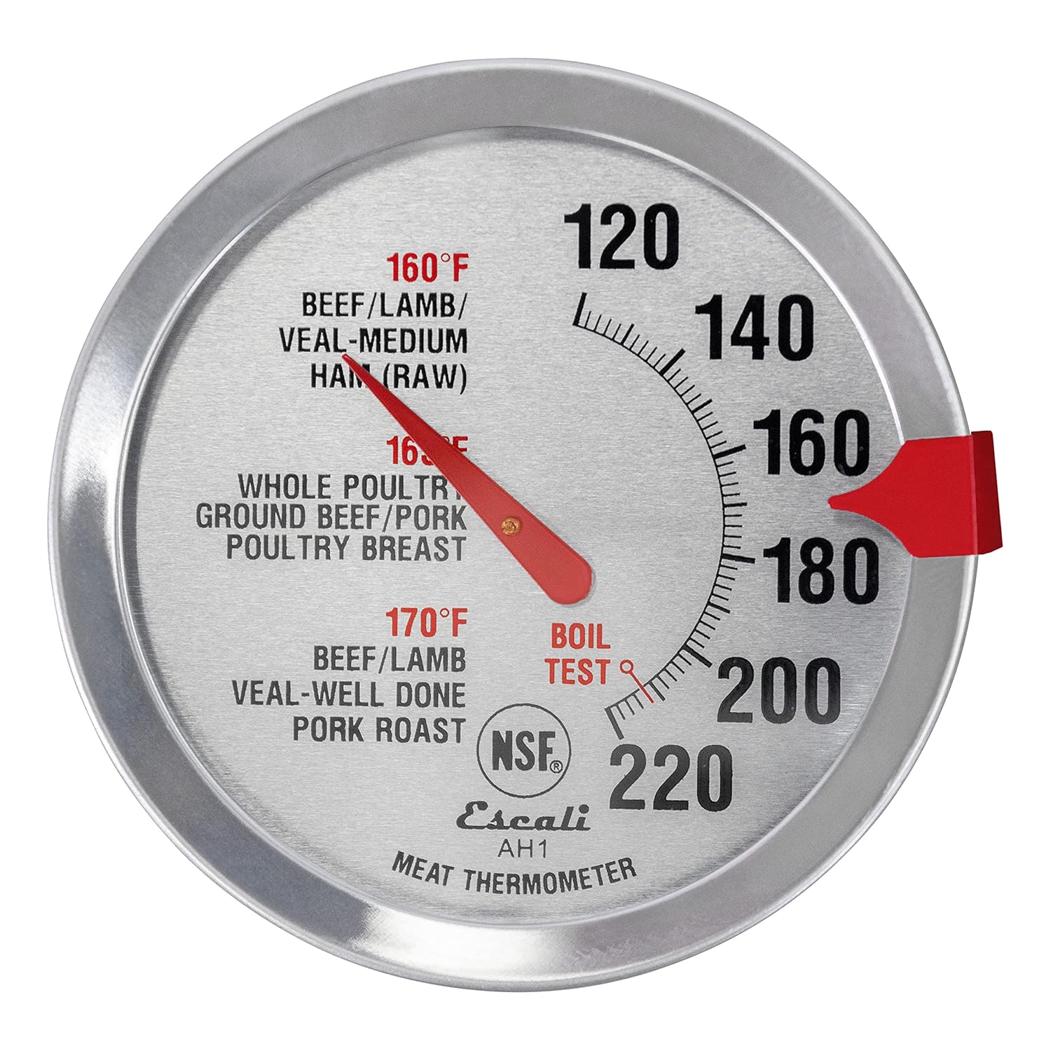 Stainless Steel Oven Safe Meat Thermometer, Extra Large 2.5-inches Dial, Temperature Labeled for Beef, Poultry, Pork, and Veal, Kitchen Cooking Accessories, Kitchen Tools