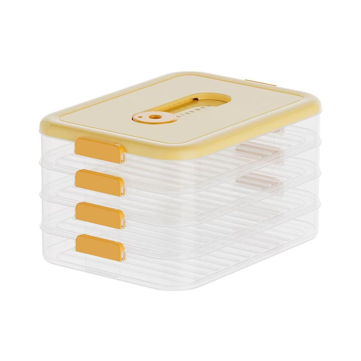 Egg Storage Box Fridge Sealed Timer Freshness Container Multi-Layer Egg Holder Rack Plastic Transparent with Lid