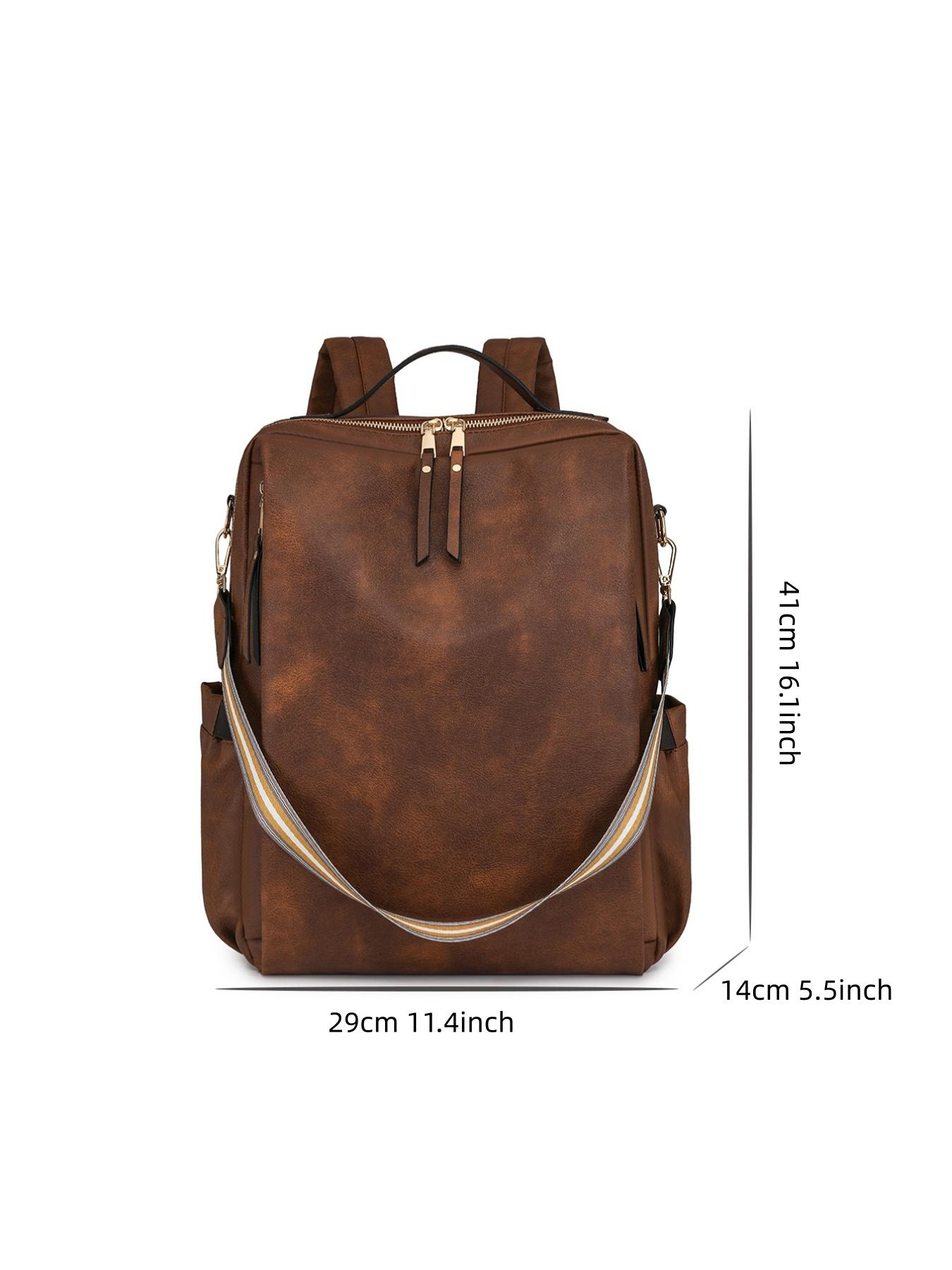 New Fashion Women's Backpack, Soft Leather Texture, Large Capacity, 15.6 Inch Laptop Bag, Casual Style, All Seasons, Durable PU Material