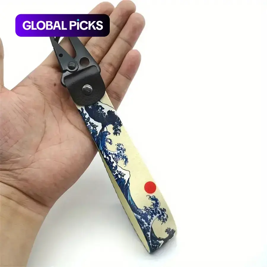 Wave Pattern Car Keychain, Car Motorcycle Decorative Keychain, Car Wristband Keychain, Universal Wristband Keychain, Bag Hanging Ornament, Key Chain Decorations, Key Chain For Car Keys, Key Accessories, Car Key Ring, Aesthetic Keychain #GLOBAL PICKS