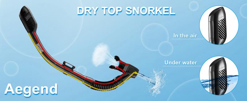 Aegend 2 Pack Snorkeling Gear for Adults, Dry Snorkel Set Panoramic View Enhanced Anti-Leak and Anti-Fog Technology, Adjustable Strap for Snorkeling Scuba Diving Swimming with Mesh Bag