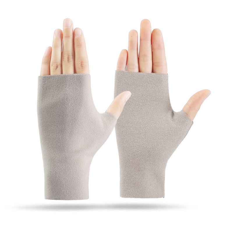 De Rong Half Palm Gloves, Fall Winter Thin Warm Gloves, Unisex Elastic Driving Typing Touch Screen, Student Learning Gloves