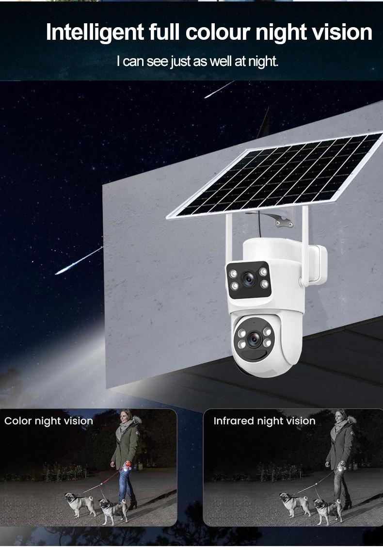 WiFi Solar Surveillance Camera 4K Ultra-Clear Dual-Lens Wireless Camera 8MP Network Remote WiFi Monitor