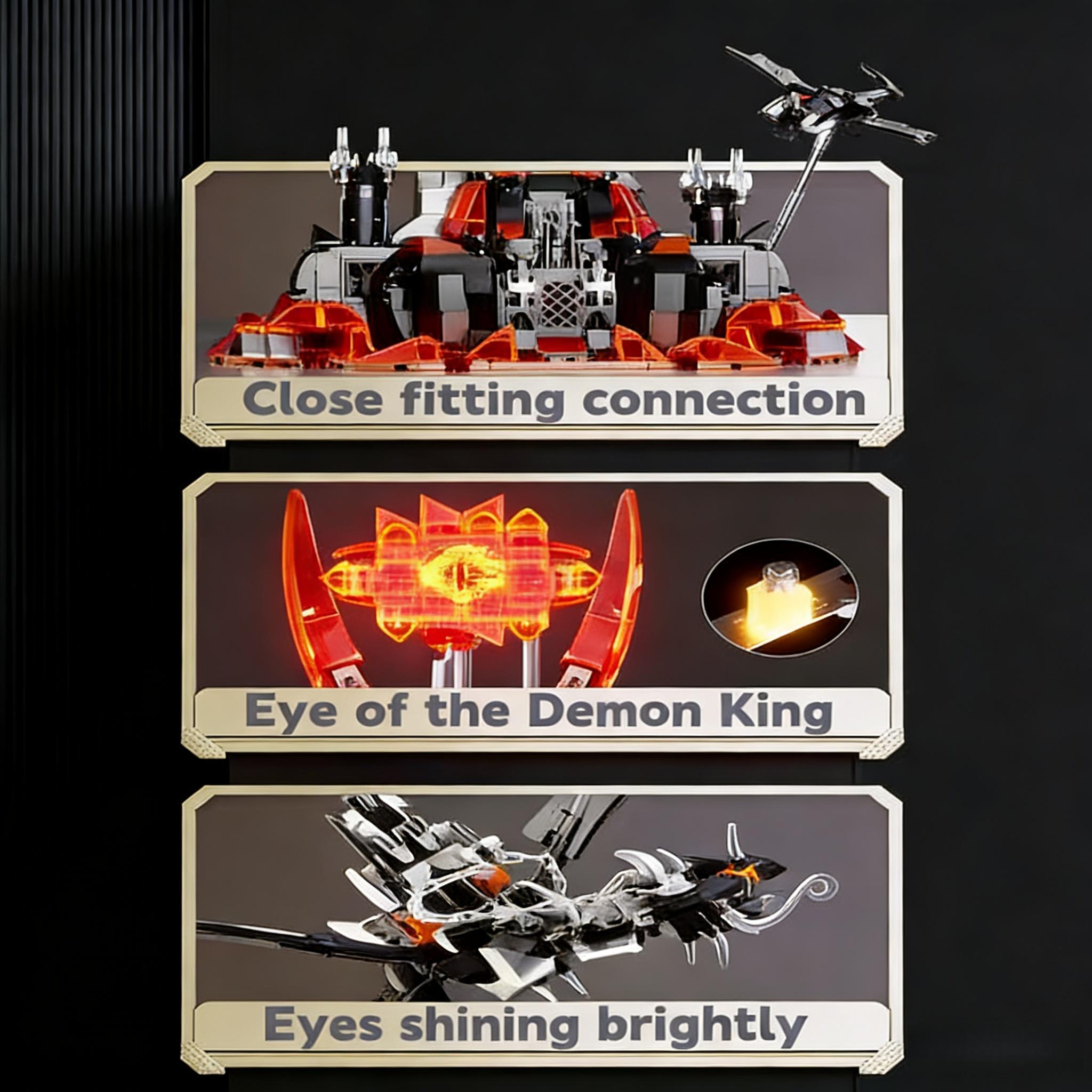 Pl6001 Dark Dragon and Magic Tower Castle Building Set, Model Kit, Creative Decor Statue, LED Light, Ideal Gift for Collectors