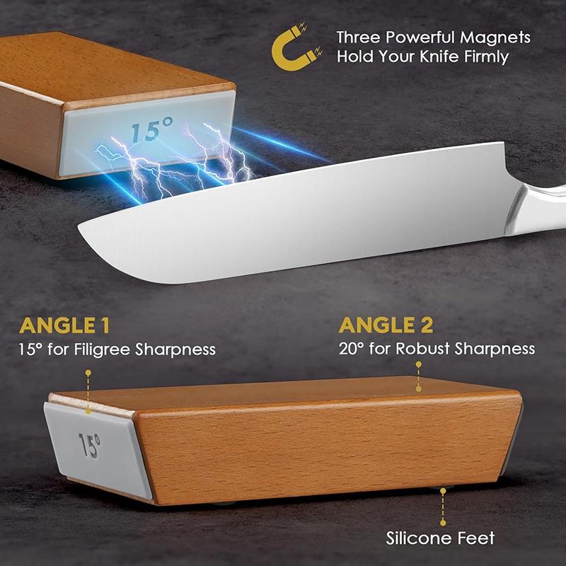 Rolling Knife Sharpener, 1 Box Manual Knife Sharpener with Storage Box, Knife Sharpening Tool, Kitchen Gadgets, Gift for Men, Wooden