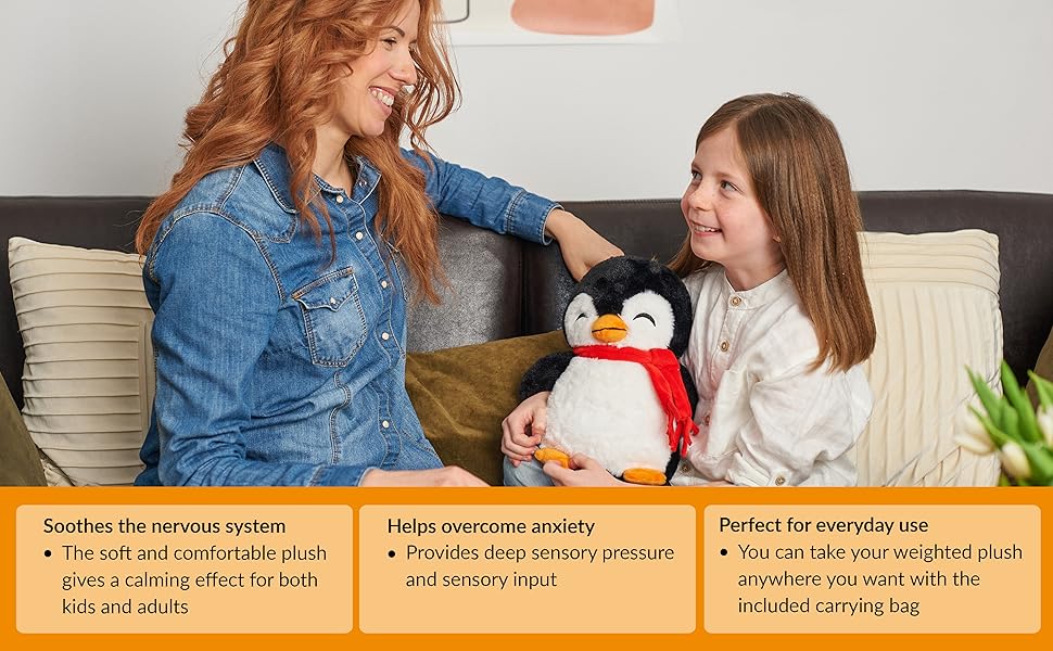 Weighted Animals for Anxiety 3.1lb Penguin | Stuffed Weighted Plush for Kids, Adults | Weighted Stuffed Animals | Weighted Plushies | Weighted Plushie