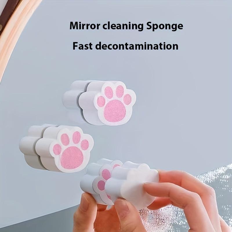 2pcs，Mirror wiping, bathroom glass surface cleaning, watermark removal, faucet cleaning, cat claw cleaning, sponge wiping