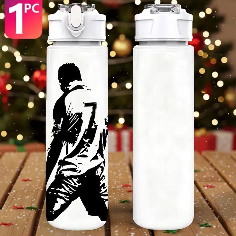 1pc Sports Soccer Plastic Water Bottle, With Flip-top Lid, 25oz (750ml) Plastic Cup. Ideal for Outdoor Activities, Durable and Drop-resistant, Easy to Clean. Lightweight and Portable