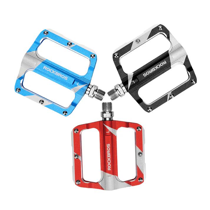 ROCKBROS Mountain Bike Pedals Flat Bicycle MTB Pedals 9/16 Lightweight Road Bike Pedals Carbon Fiber Sealed Bearing Alloy Flat Pedals 1 Pair