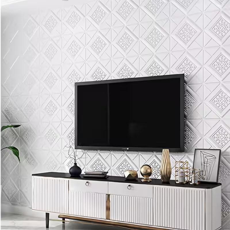 30pcs  Embossed Self-Adhesive Ceiling Tiles - Waterproof Self-Adhesive Fancy Pattern Wall Stickers, Removable Damage-Free Peel and Stick Wallpaper, Suitable for Living Bedroom Kitchen Ceiling Decoration, 13.78 Inches X 13.78 Inches