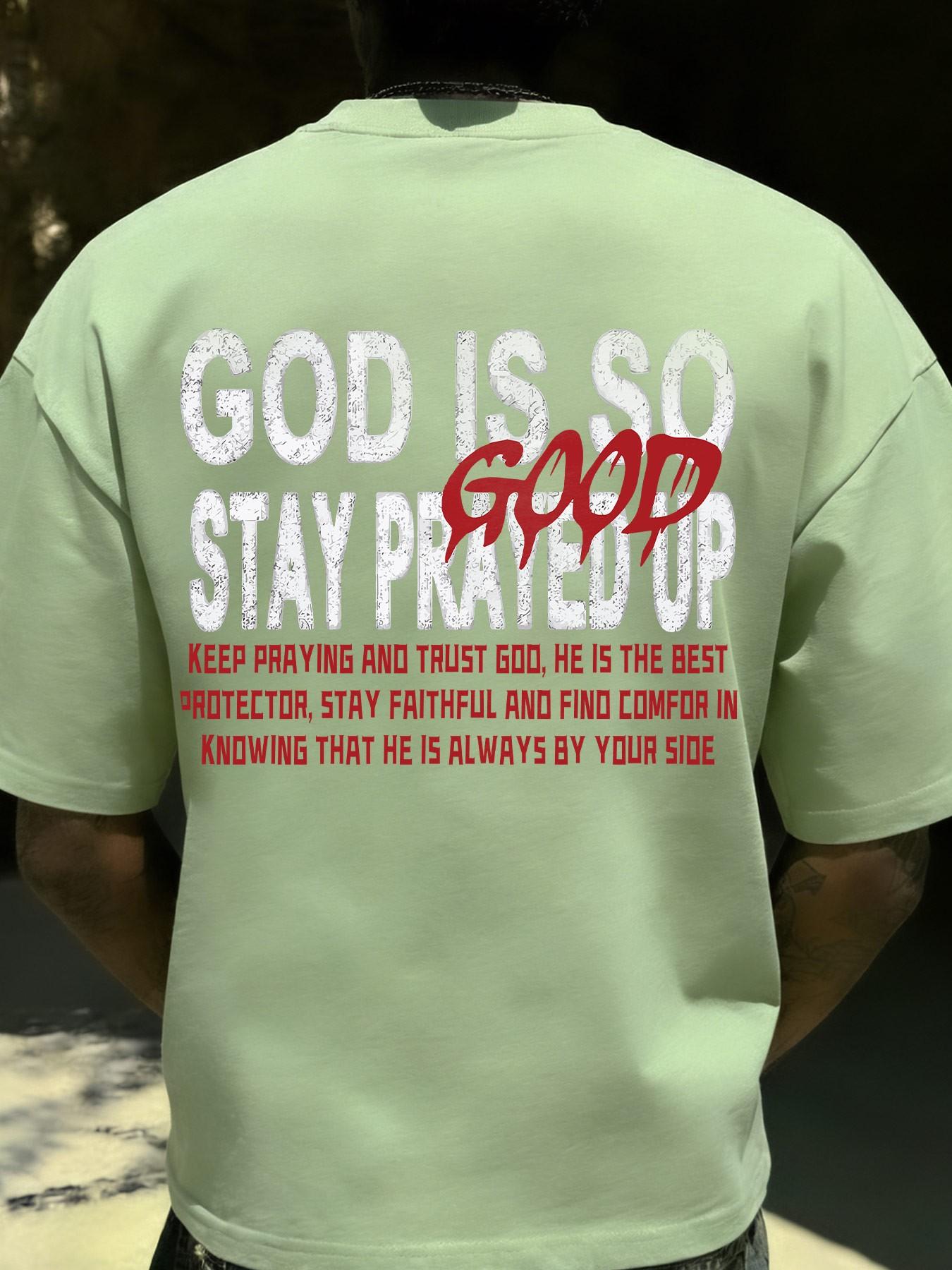 God Is so Good Faith Theme Print American Retro Style Short Sleeve T-Shirt, Casual Loose-Fitting Apparel, Without Collar and Button