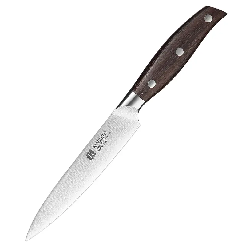 XINZUO Utility Knife. 5-inch compact design. Crafted with German 1.4116 steel, paired with red sandalwood handle. 6.0- 8.0 N cutting force. Comes in a beautiful gift box——Zhi Series
