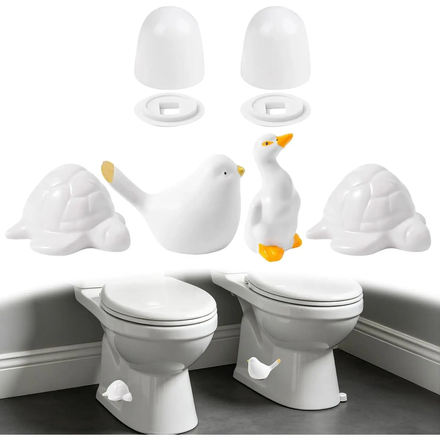 4Pcs Animal Bolt Covers + 2Pcs White Caps – Cute Decor for Screws, Fun Cover Set