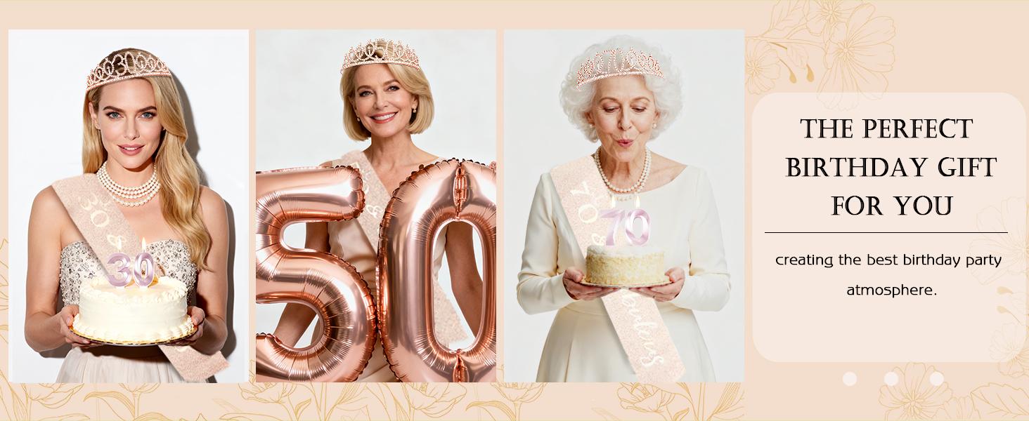 Sweet 16 Birthday Party Decorations Kit for Girls - Includes Sash, Tiara, Cake Topper, Number Candles & Balloons. Complete 16th Birthday Party Supplies Set, Perfect Gift Idea