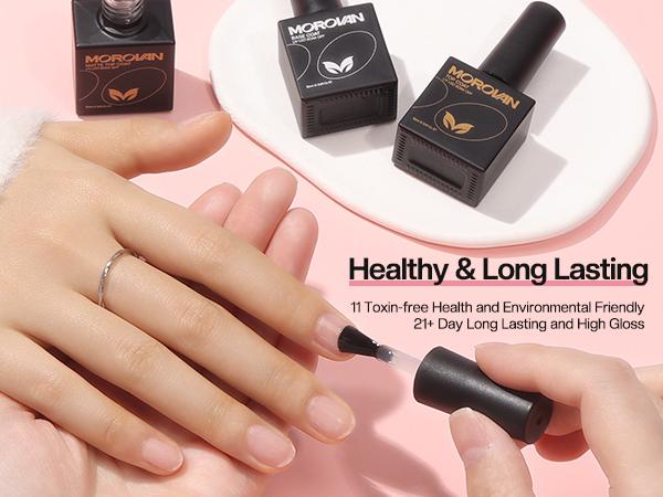 Morovan Gel Base Top Coat: No Wipe Gel Shine Matte Top and Base Coat Set - Soak Off Nail Lamp Long Lasting Top Coat Nail Polish and Gel Base Coat for Women Salon DIY