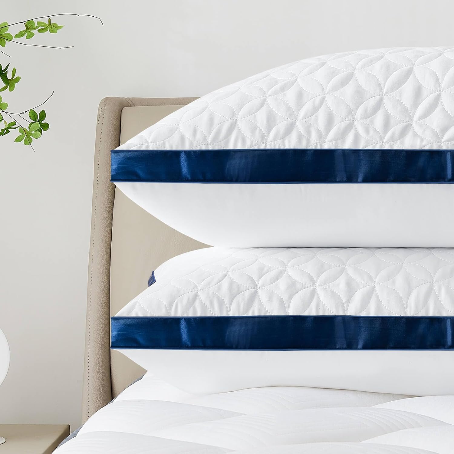 Cooling Hotel Luxury Bed Pillows for Sleeping 4 Pack, Supportive Breathable Down Alternative Gusset Standard Pillow for Back Stomach or Side Sleepers