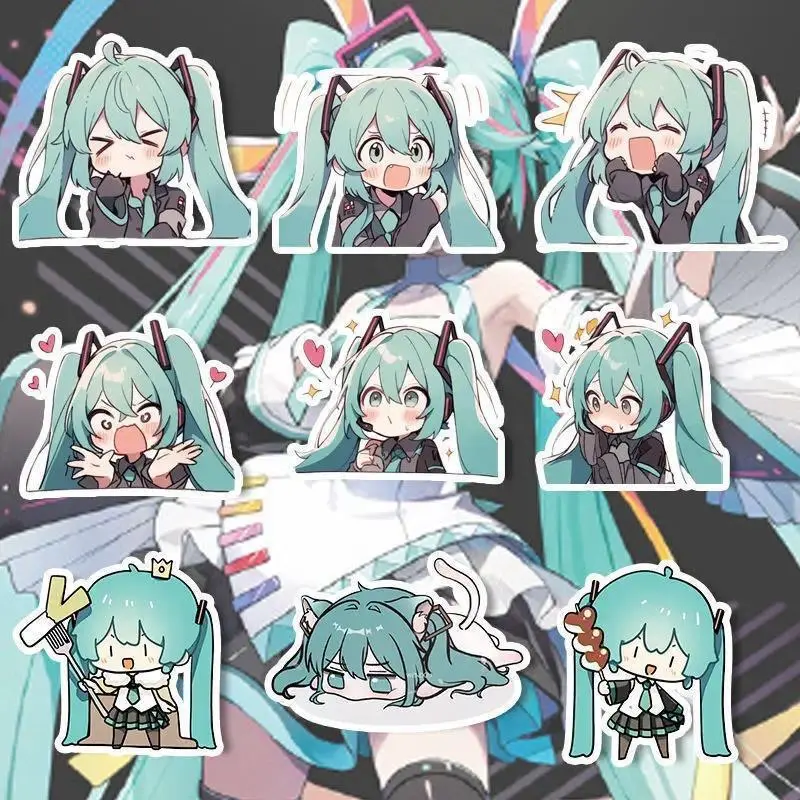 100PCS Kawaii Hatsune Miku Stickers, Cute Cartoon Waterproof Decals ...