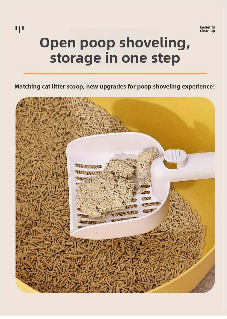 Large Semi-Enclosed Cat Litter Box, Open Front, Anti-Splashing, Portable with Handle, Easy Clean, Modern White & Brown, for Home Travel Apartment