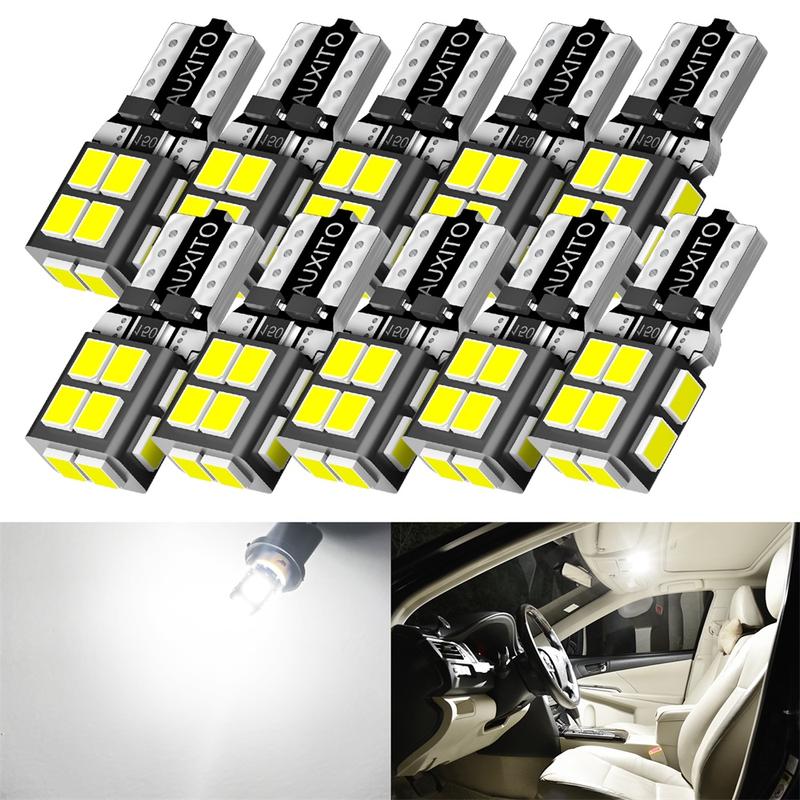 AUXITO 10x White LED T10 194 168 W5W Interior Map Dome Trunk License Plate Light Bulbs