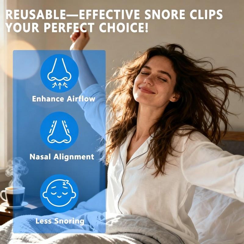 Anti Snoring Devices (4 Pack), Adjustable Silicone Snoring Solution, Anti Snoring Nose Clip, Effectively Relieve Snoring, Stop Snoring for Men and Women, Clear