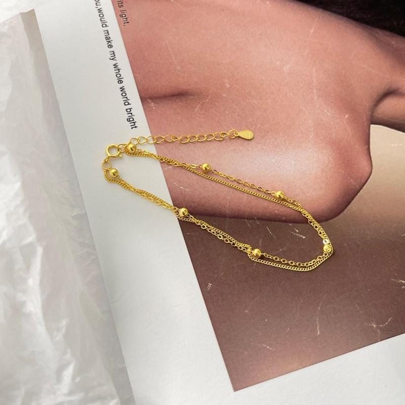 EAMTI 925 Sterling Silver Double Bead Bracelet Dainty Jewelry Gifts for Women Mother's Day/Birthday/Anniversary Day/Valentine’s Day