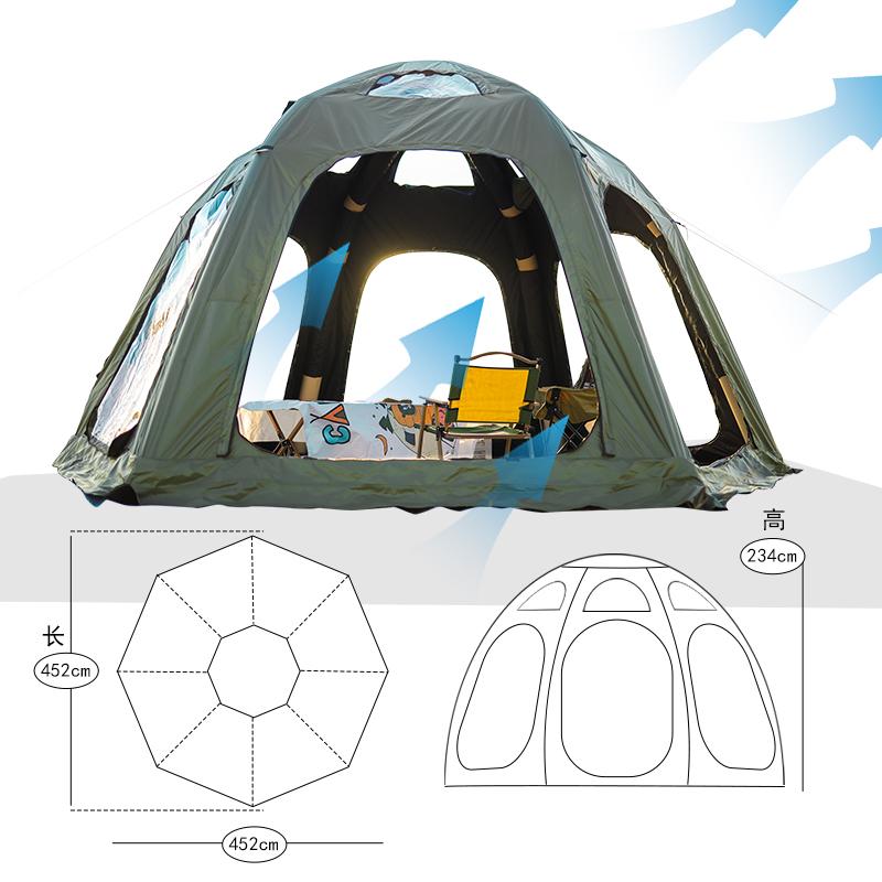 Hemisphere shaped inflatable balloon tent, outdoor camping tent, sun protection and wind and rain resistance, large space starry sky tent, camping equipment