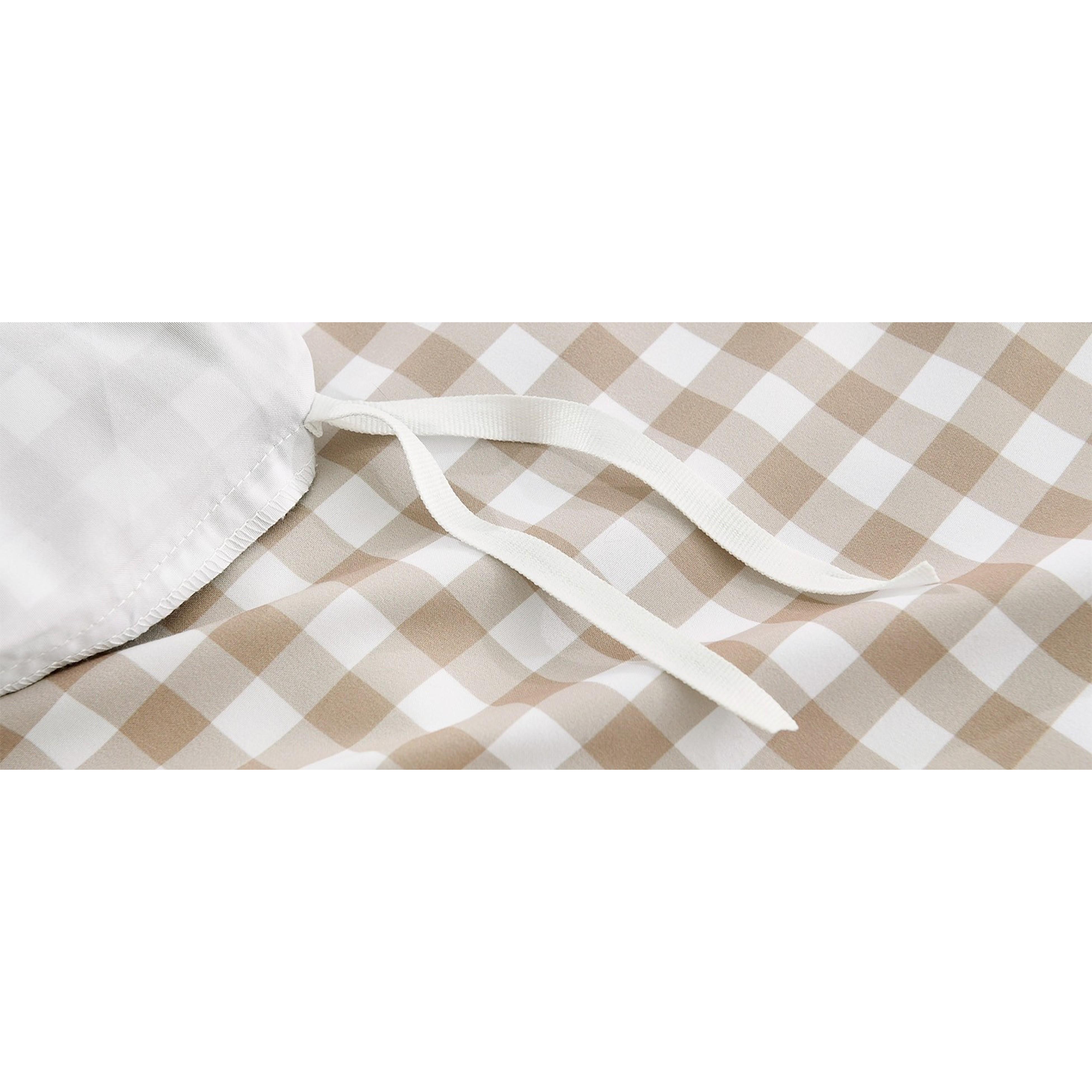 King Size Tan Gingham Duvet Cover Set, 3-Piece Ruffle Shabby Chic Farmhouse Bedding - Pre-Washed Soft Polyester Comforter Cover with Zipper Closure, Corner Ties, 104x90In King Size Tan Gingham Duvet Cover Set, 3-Piece Ruffle Shabby Chic Farmhouse Bedding - Pre-Washed Soft Polyester Comforter Cover with Zipper Closure, Corner Ties, 104x90In