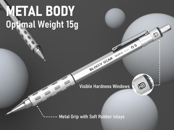 Nicpro Blocky Gear Metal Mechanical Pencil Set with Leather Bag, 40Pack Art Drafting Pencil 0.5, 0.7, 0.9 & 2mm Lead Pencil with 352Pack (6B 4B 2B HB 2H 4H Color) Lead Refills for Drawing Drafting