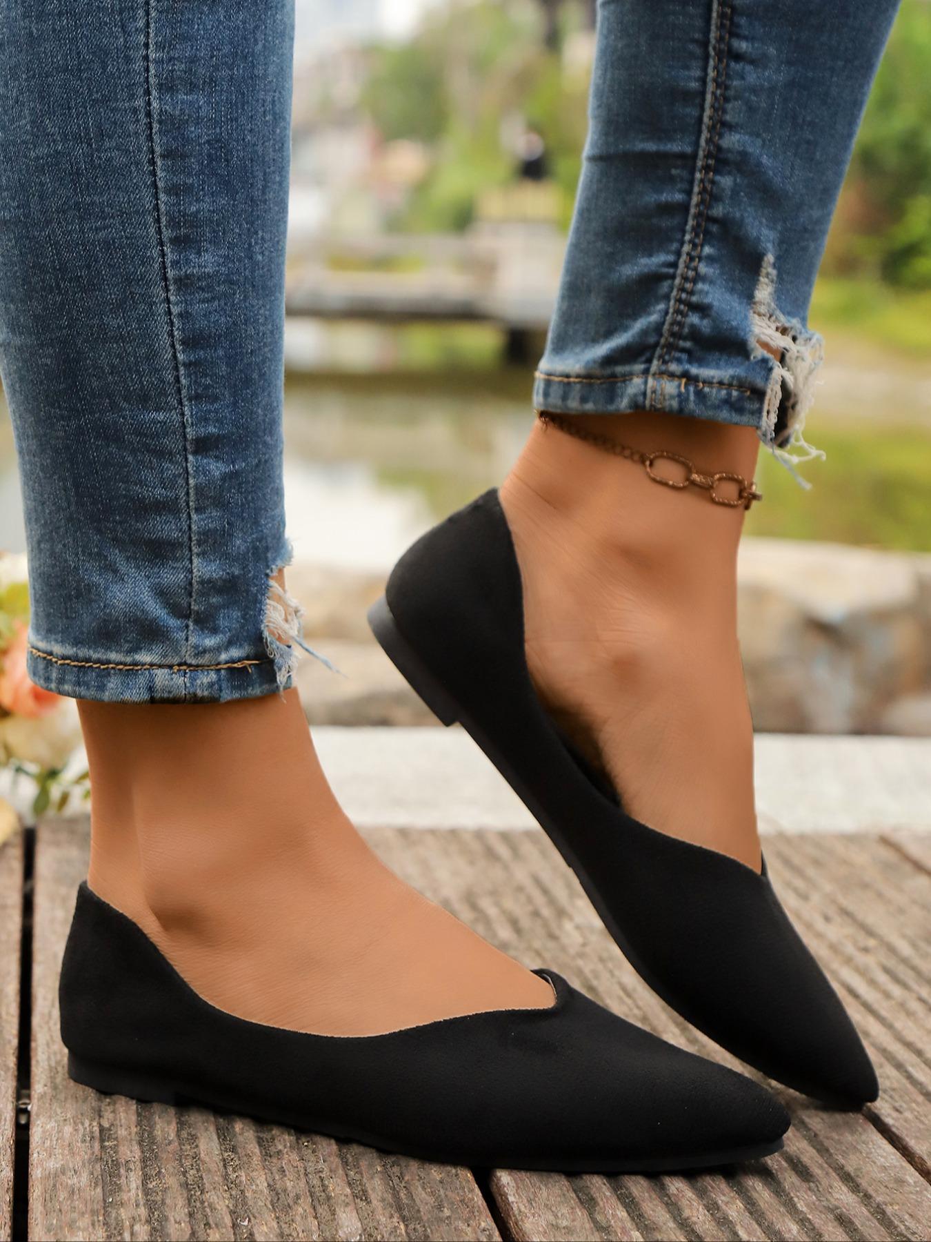 Women's Fashionable Solid Color Pointed Toe Flat Shoes, Casual Comfortable Slip on Shoes for Daily Wear, All-match Commuter Shoes for Work & Daily Wear, Business Style Flats