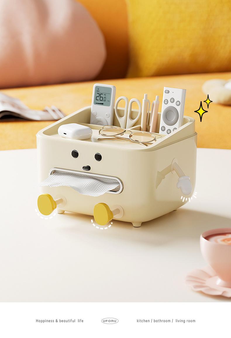 Desktop tissue box, simple and upscale, large capacity, suitable for living room coffee table or dining table, multifunctional, also serves as a remote control storage box