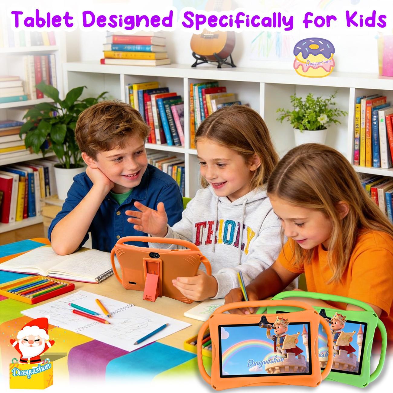 Surprise Arrival, 7-inch Android tablet, Touchscreen tablet, suitable for children, portable, 2GB RAM and 32GB ROM, 5G WiFi connectivity, educational, learning and entertainment device, available in pink and blue, gifts for children