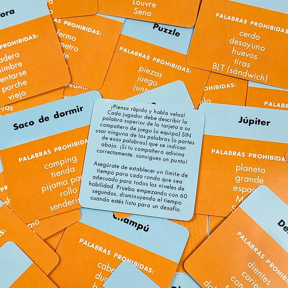 50 Spanish Language Cards, Family Interaction Game, Post-Dinner Card Game, Perfect Gift for Easter, Valentine's Day, Christmas