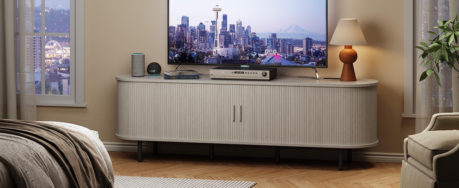 【SPOTLIGHT DAY】ONBRILL Tv Stand With Storage And Shelves Designed To Fit 55’’ - 80’’ Tvs. Wood Entertainment Center For Living Room And Bedroom, Media Console And Modern Tv Console Table