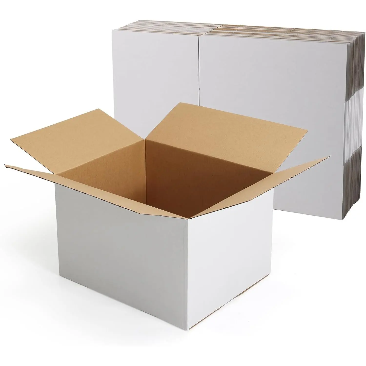 12x10x8 Shipping Boxes 15 Pack, White Corrugated Cardboard Boxes with Side-Lock & Pre-Applied Double-Sided Tape, Easy Assemble Packing Mailer Boxes for Small Business Shipping