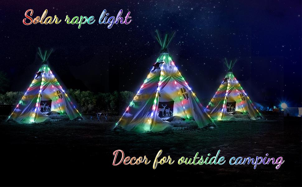 Solar Rope Light 33FT IP65 Multicolor Weatherproof Outdoor LED Copper String Light 100 LEDs 8 Modes for Christmas Party Garden Porch Yard Home Wedding Vacation New Year Decorations
