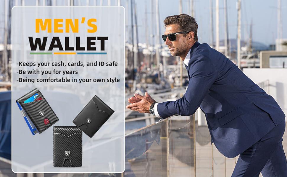 GSOIAX Men's Slim Wallet with RFID Blocking Men gifts Christmas Best Gift Ideas  with Gift Box