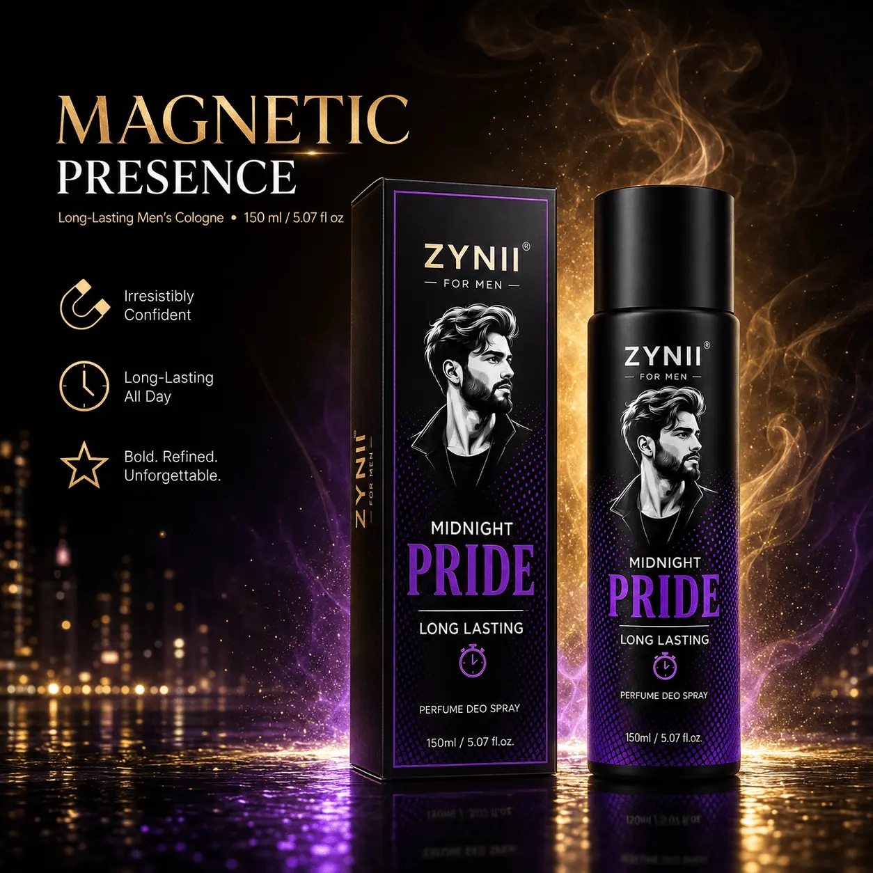 1pc Men's Midnight Woody Spicy Perfume Deo Spray Gift Box - Free EDP Cologne Fragrances, Long-Lasting Fine Mist, Ideal for Office Gym Daily Use, Perfect for Business Men, Gift for Him on Christmas, Father's Day