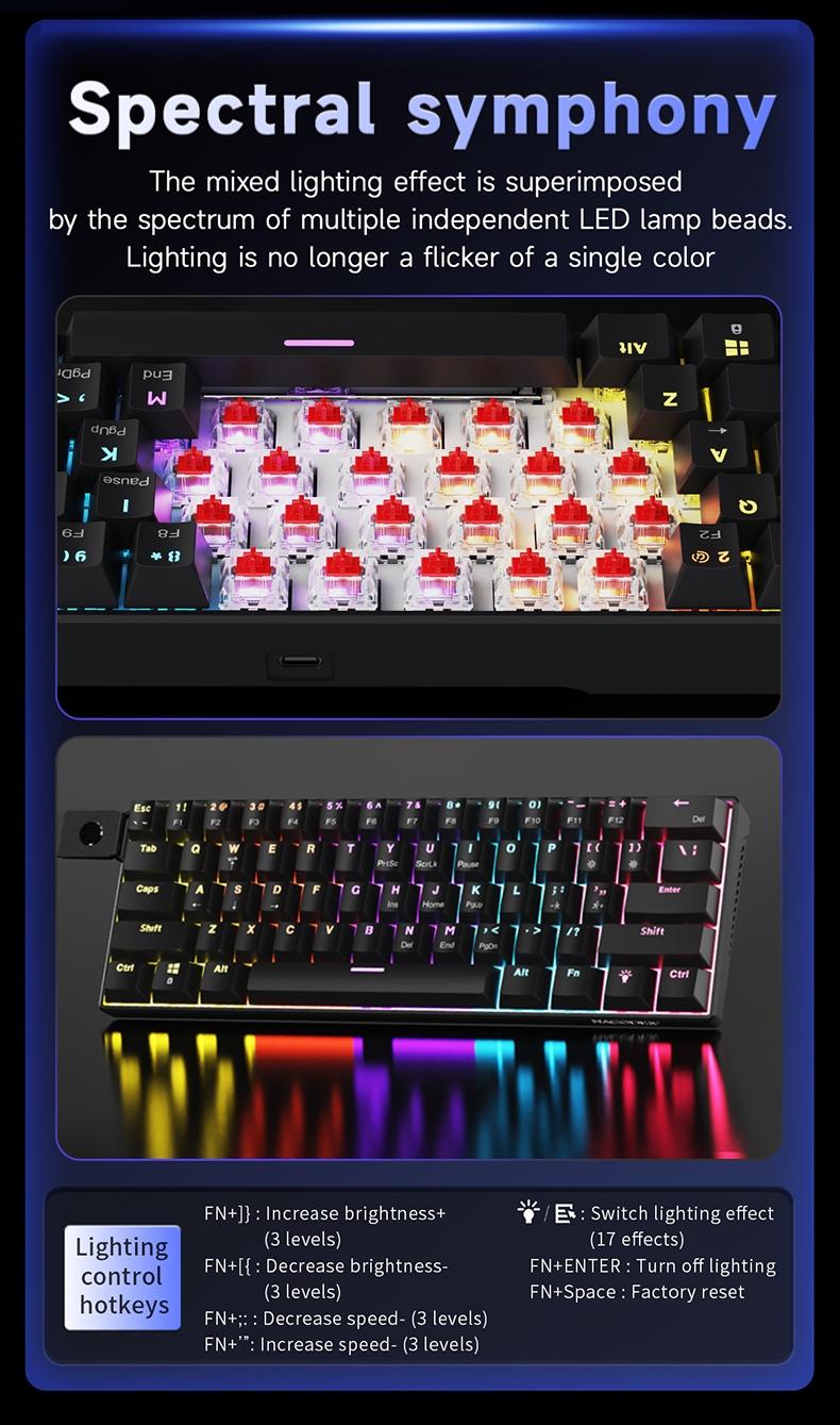 AJAZZ Mini Layout NK61 Wired Gaming Mechanical Keyboard Red Switch
