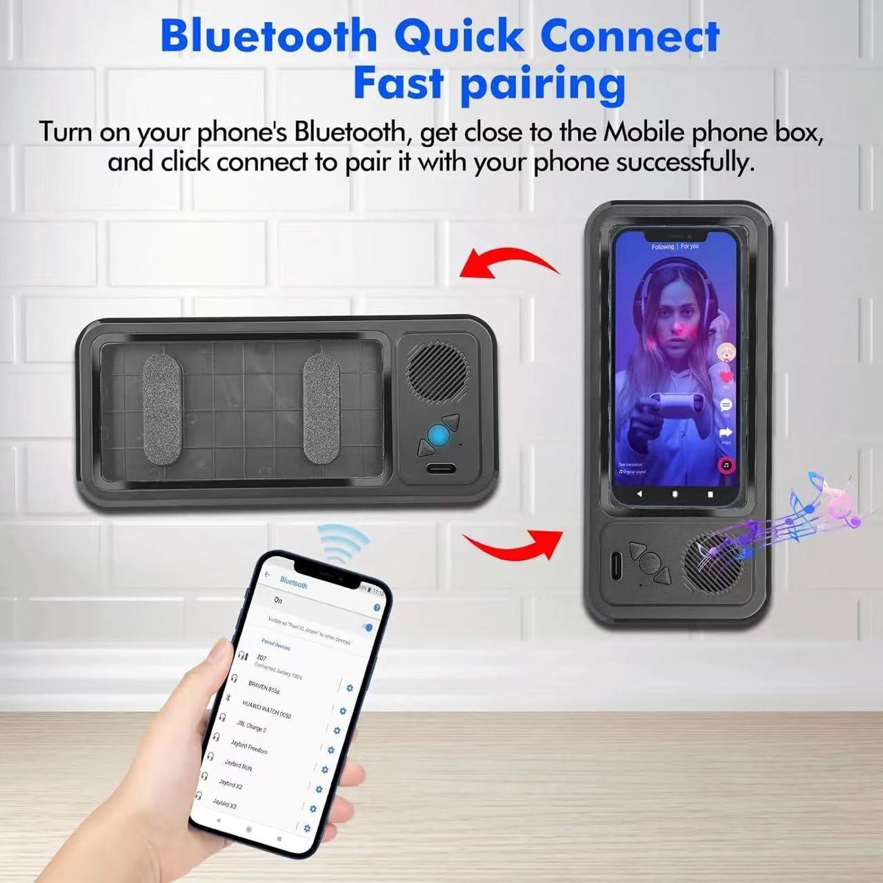 Waterproof Box Speaker, Bluetooth-compatible Speaker with Phone Stand, Ipx5 Waterproof, 360° Rotatable Touchscreen, Ideal for Kitchen, Bathroom, TV Stand