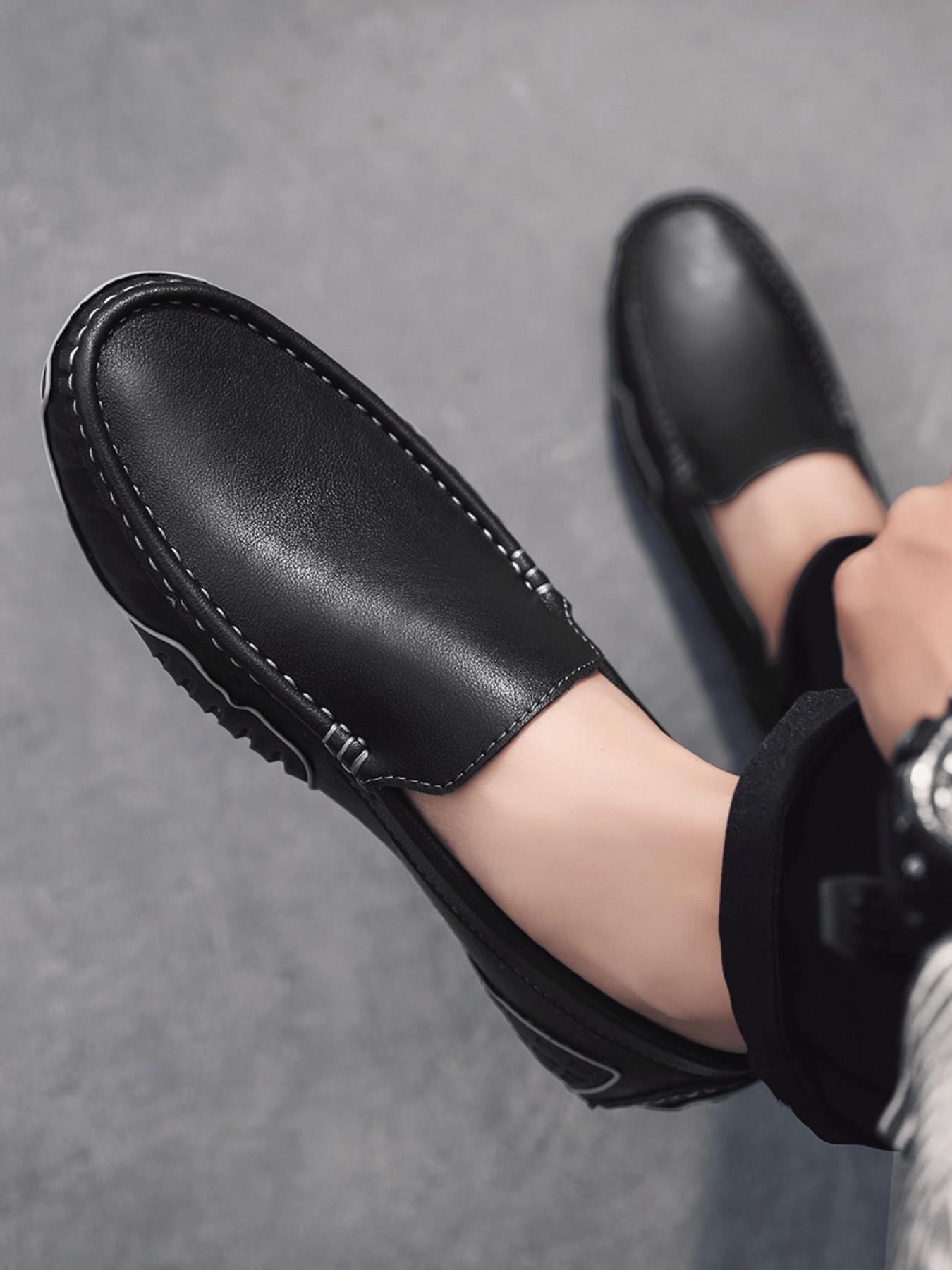 Men's Loafers, High-Quality Leather Upper, Flat Slip-On Men's Shoes, Fashion Casual Walking Shoes, Perfect for Weddings and Parties, Fashionable Loafers