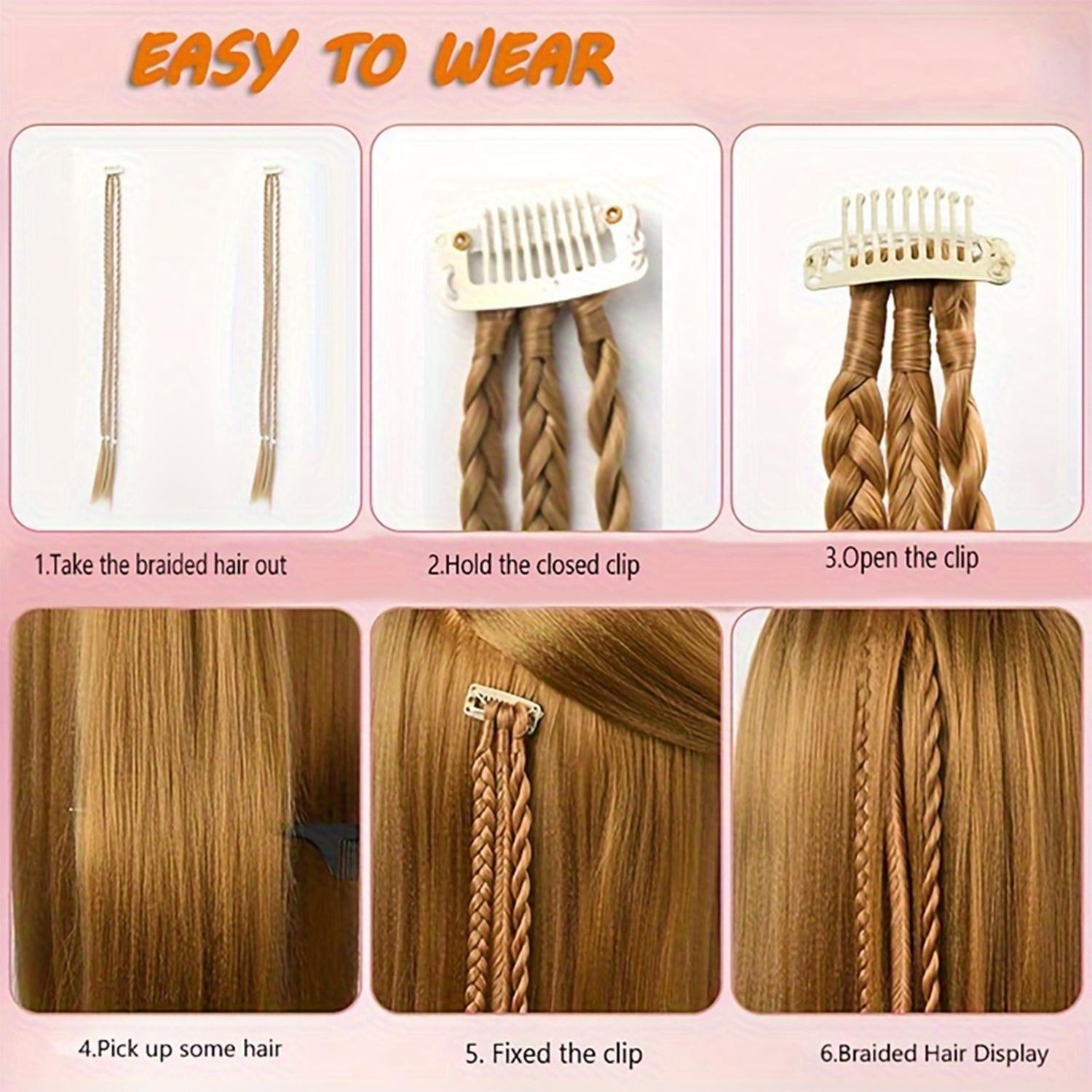 Three-strand braided hair extensions for women, BB clip-in boxing braids, 2-piece set