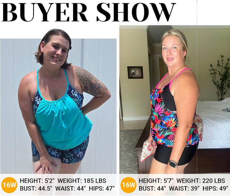 Holipick Women Plus Size Two Piece Tankini Set Swimsuits Tummy Control Bathing Suits Push Up Tankini Top with Boy Shorts Holipick Women Plus Size Two Piece Tankini Set Swimsuits Tummy Control Bathing Suits Push Up Tankini Top with Boy Shorts