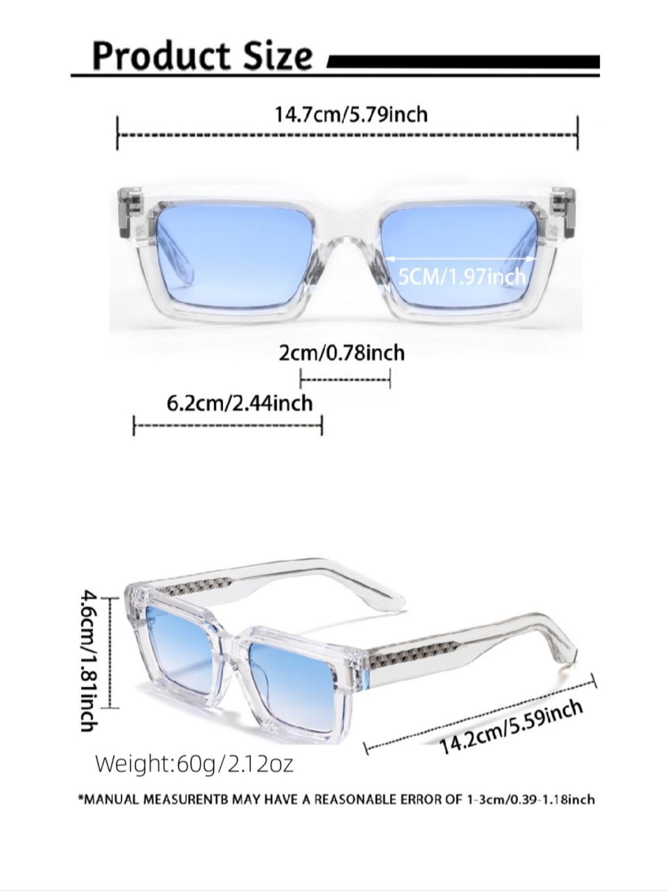 CATERSIDE Vintage Rectangular Thick Frame Sunglasses, Elegant PC+cp Material, Unisex Travel Beach Driving Photography Props Gift